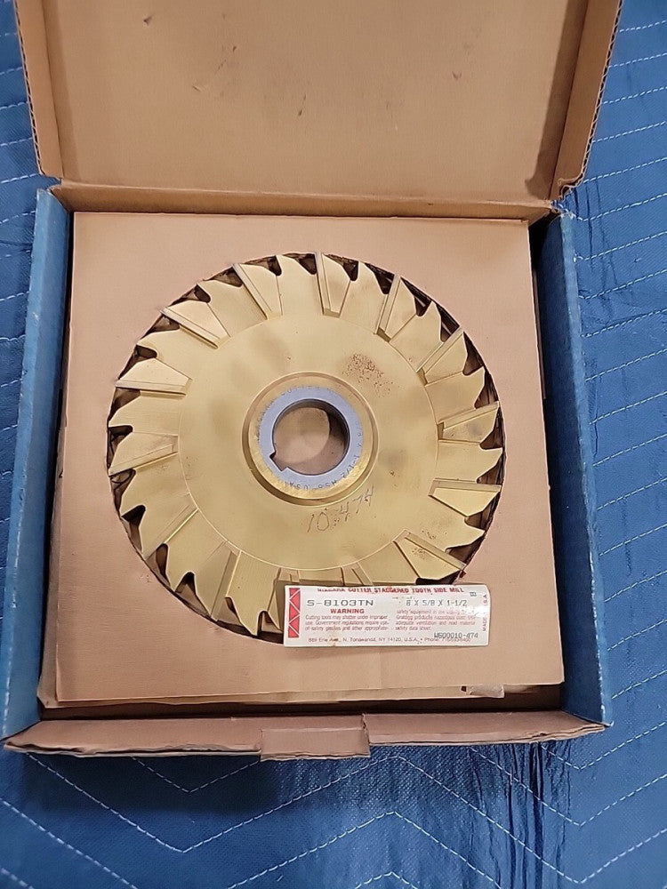 NIAGARA, STAGGERED TOOTH SIDE MILL CUTTER, 8" X 5/8" X 1-1/2", 28 TEETH