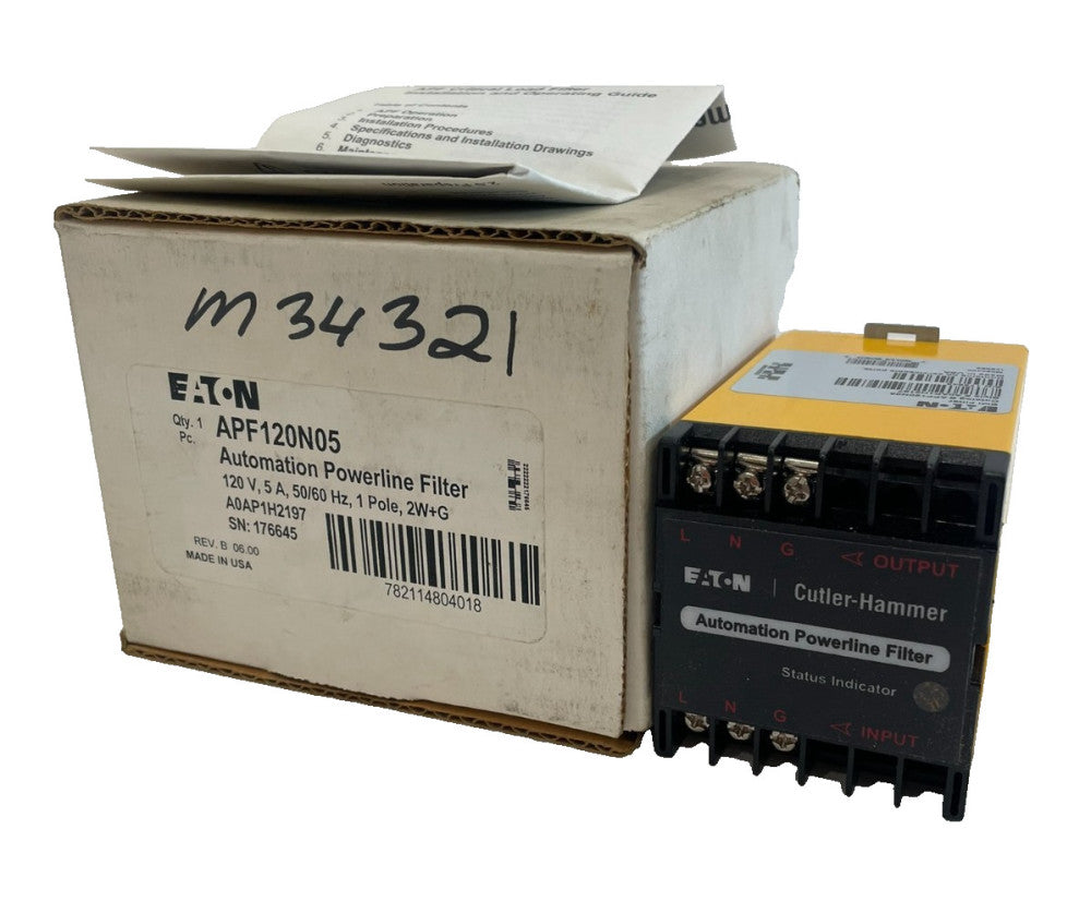 NEW EATON APF120N05 AUTOMATION POWERLINE FILTER 120V 5A 50/60HZ 1POLE
