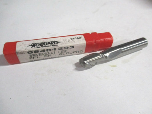 (12181406) 3/8" x 7/8" x 3/8" x 2-1/2" OAL Carbide 2Fl RH Corner Radius End Mill