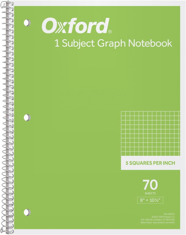 Oxford Graph Paper Notebook - 8 X 10-1/2, 1 Subject Pastel Green