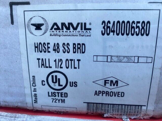 (10 Pack) 1" NPT Stainless Steel FlexHead Hose 1/2" Outlet Tall 48" Braided