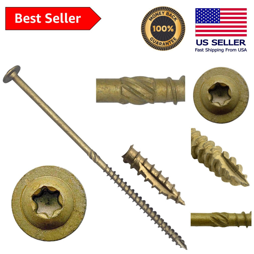 100 Count 6" Exterior Coated Lag Screws - Torque Drive for Maximum Holding Power