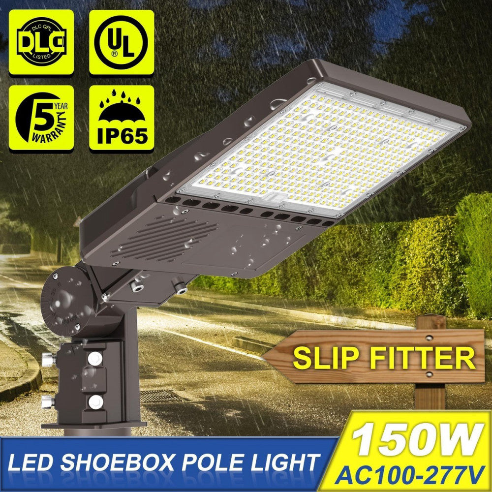150W LED Shoebox Pole Light Dusk To Dawn Commercial Outdoor Parking Lot lights