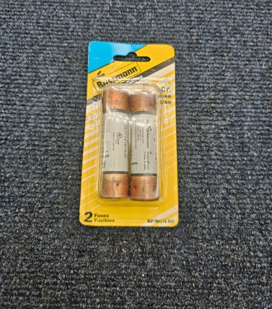 (QTY 2)  Bussmann BP/NON-60 One-Time Cartridge Fuse Melamine Tube