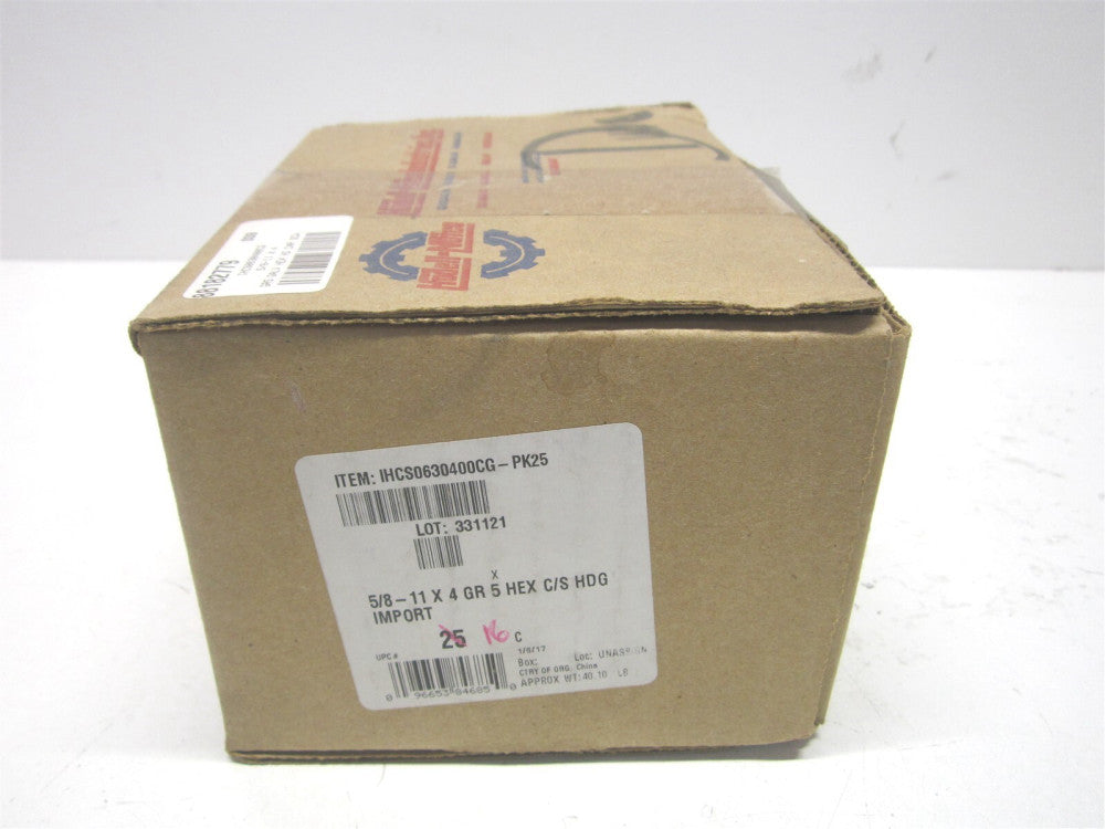 (HCI50620400G-025BX) 5/8-11, 4" Length Under Head Hex Head Cap Screw - Qty 16