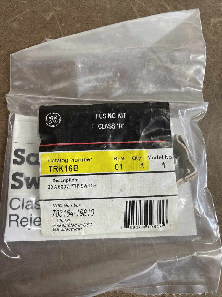 1- GE TRK16B FUSING KIT CLASS R FOR 30 AMP 600V TH DISCONNECT- NEW