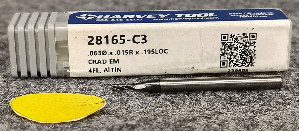 HARVEY TOOL 4FL MINIATURE ENDMILL 1-1/2" OAL CARBIDE MATERIAL 28165-C3