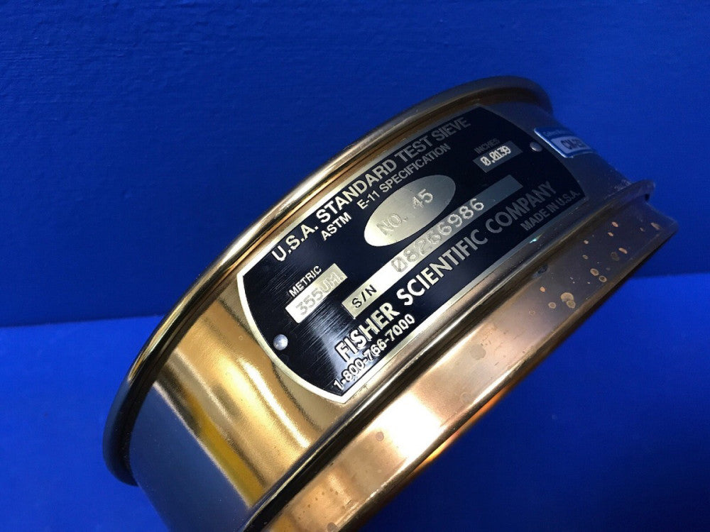 FISHER SCIENTIFIC NO. 45 USA STANDARD TESTING SIEVE 8", 355um, 0.0139"