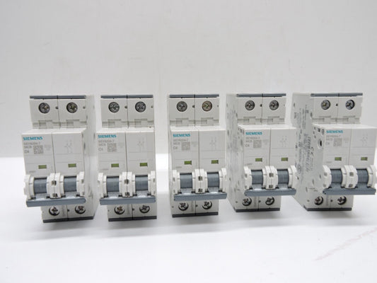 (5) Siemens 5SY6 204-7 Miniature Circuit Breaker 2 Pole- NEW