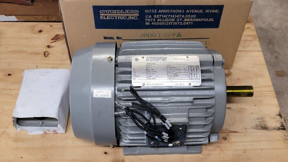 New Sterling Electric JB0016FFA Motor 3 Phase 1140rpm 1hp