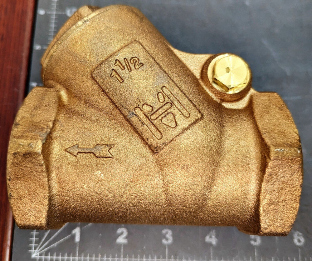 1-1/2" NPT Bronze Y Swing Check Valve, 200S/400W, Milwaukee Valve 508 NEW [D1S3]