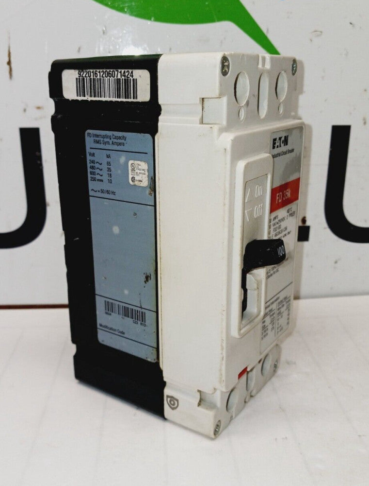 NEW EATON FD2100 100 AMP CIRCUIT BREAKER 2 POLE 600 VAC 250 VDC FD 35K