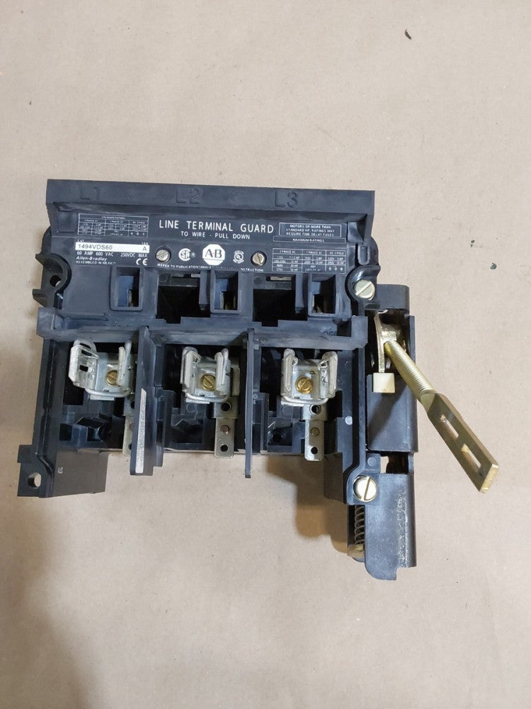 USED Allen Bradley 1494V-DS60 Line Terminal Guard Ser. A 60A 600VAC 250VDC 15HP