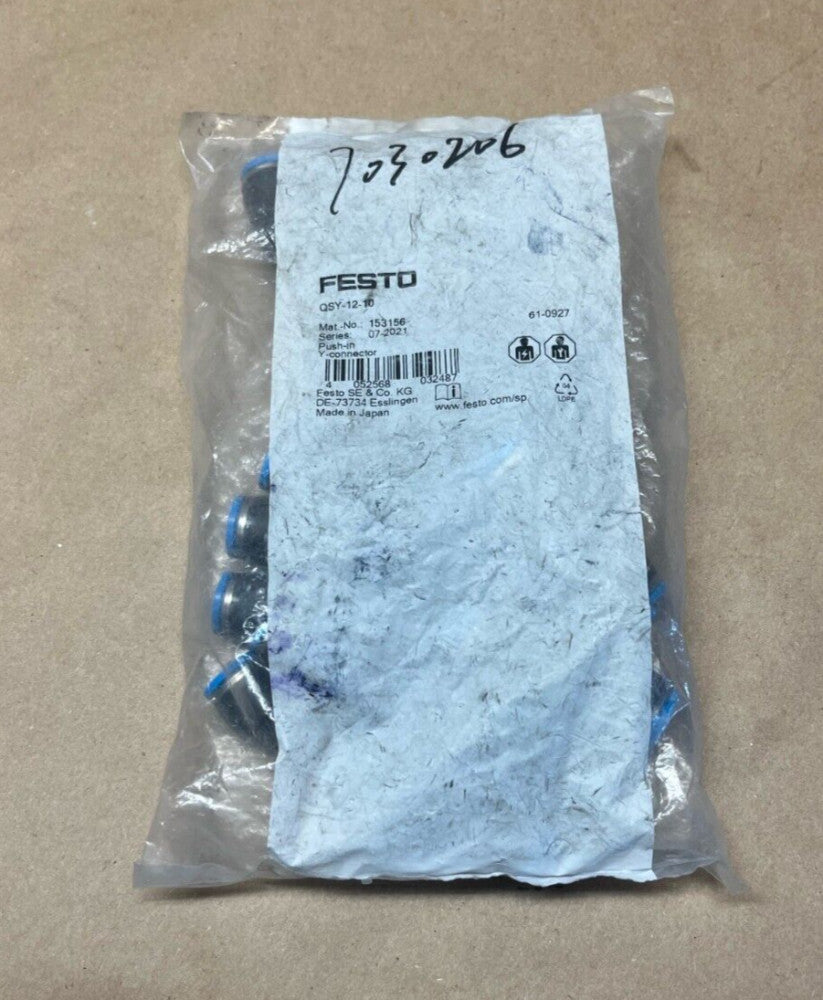 Bag of 10 FESTO QSY-12-10 Y-Connectors 153156
