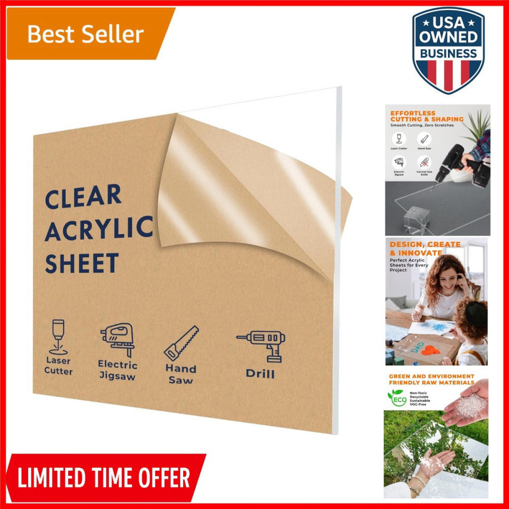 Plexiglass Sheet Clear 12x36 inch 1/16 inch thick for DIY crafts displays