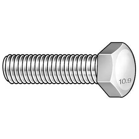 Zoro Select Hc30200651-005P2 Class 10.9, M20-2.50 Hex Head Cap Screw, Zinc