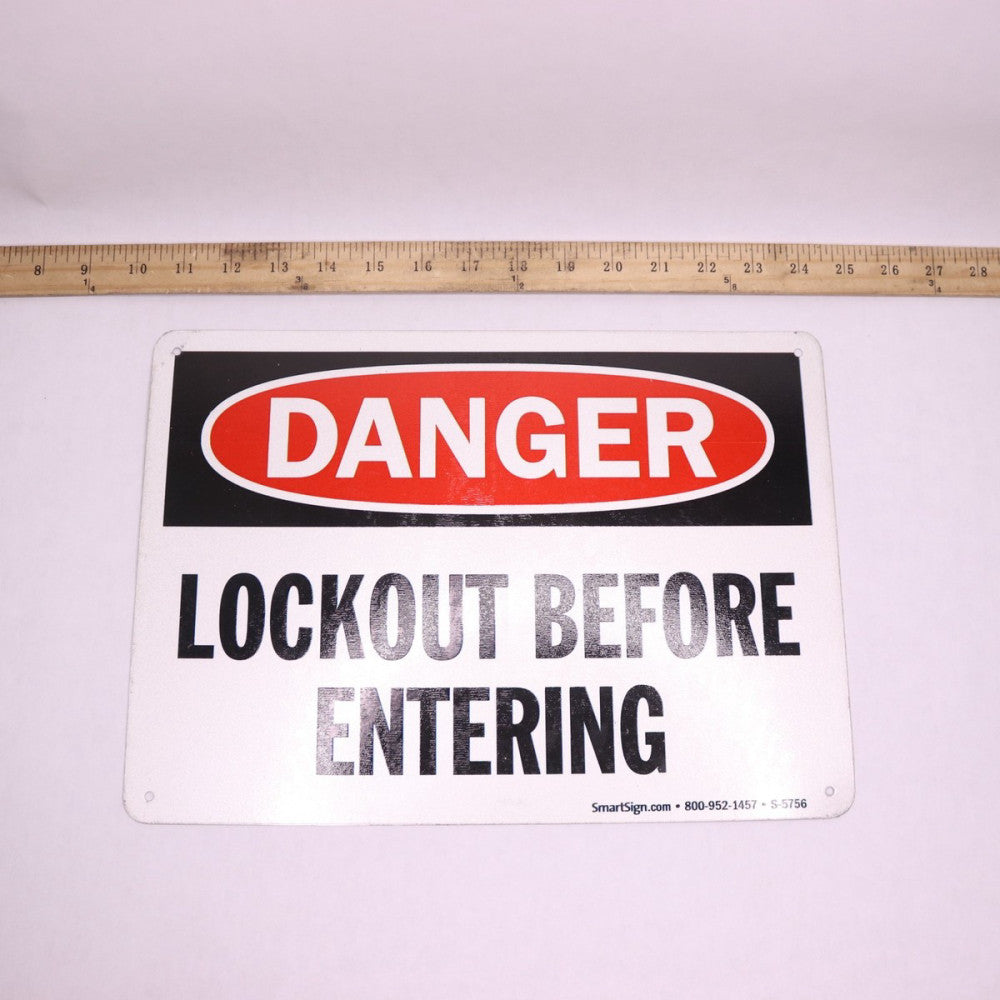 Smart Sign Lockout Before Entry Danger Sign Aluminum Black/Red 14" X 10" S-5756