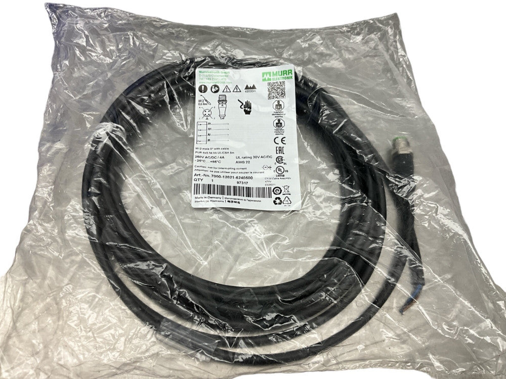 Murrelektronik 7000-12021-6240500 M12 male 0° with cable PUR 4x0.34 5M