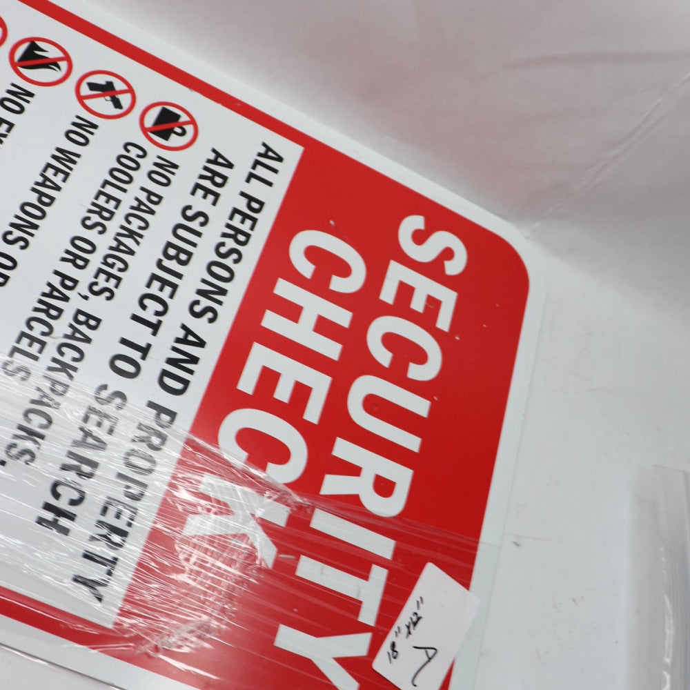 Security Check All Persons and Property are Subject to Search Aluminum 12" x 18"