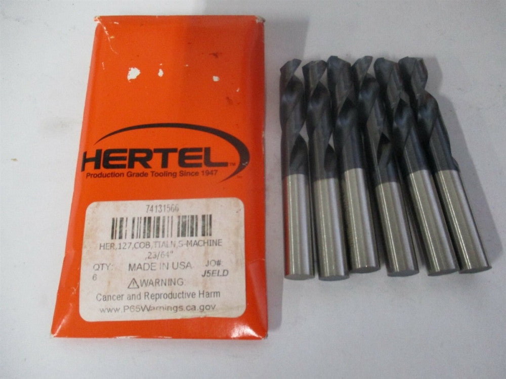 (74131566) 23/64" x 3-1/16" OAL 135° Spiral Cobalt Machine Drill Bit - Qty 6