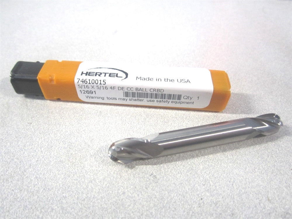 (E5252020) 5/16" x 1/2" x 5/16" x 2-1/2" OAL Solid Carbide 4Fl Ball End Mill