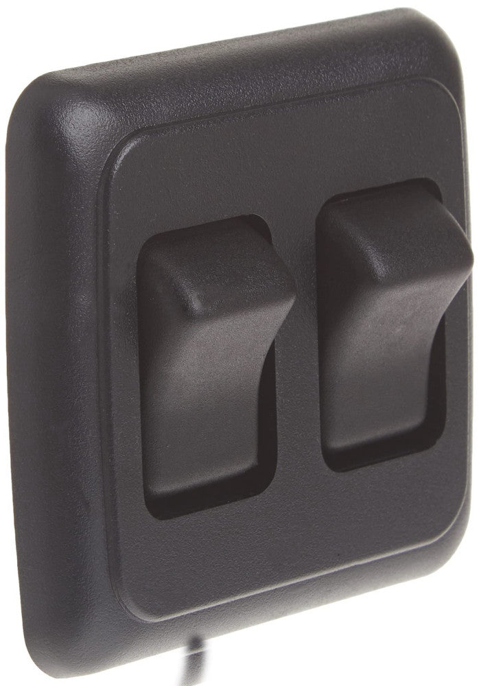 12235 Black Double SPST On-Off Switch with Bezel