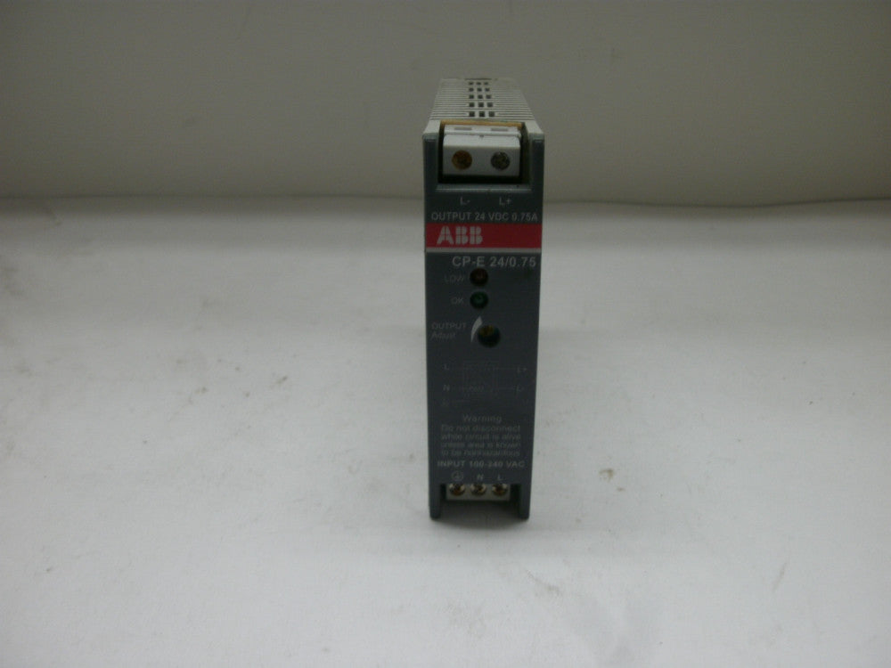 ABB CP-E 24/0.75 SWITCH MODE POWER SUPPLY INPUT L,N:100-240VAC/47-63Hz OUT 24VDC
