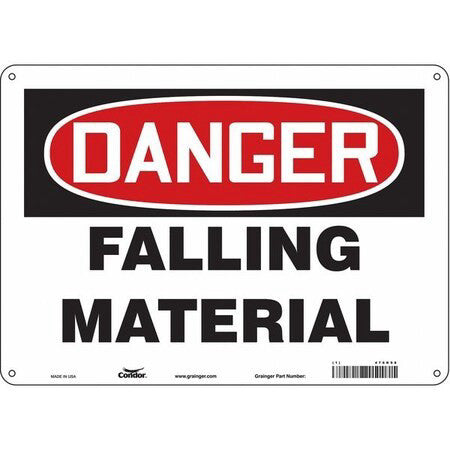 Condor 476K98 Danger, Falling Material, 14 In W X 10 In H, Horizontal