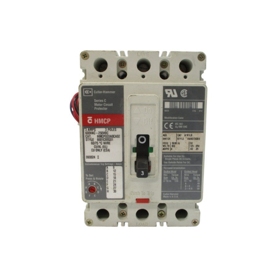 CUTLER HAMMER HMCP003A0CA02 6601C88G01 SER. C 600VAC 3A UNMP