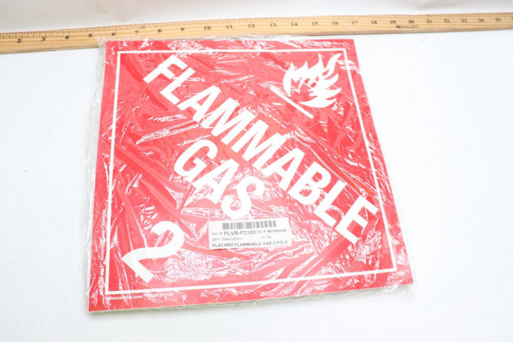 (50-Pk) Flammable Gas 2 Worted Removable Pressure Sensitive Vinyl 27 x 27 CM