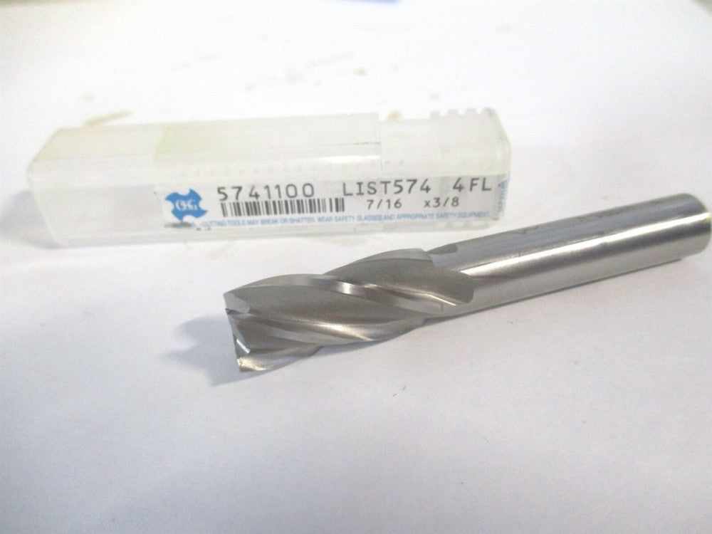 OSG (5741100) 7/16" x 1" x 3/8" x 2-11/16" OAL HSS 4 Flute Square End Mill 