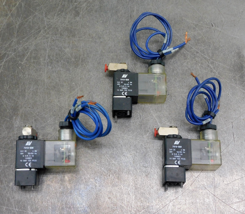 AV Automatic Valve 7019-908 Solenoid Control Valve 1/4" NPT 24-48VDC Lot of (3)