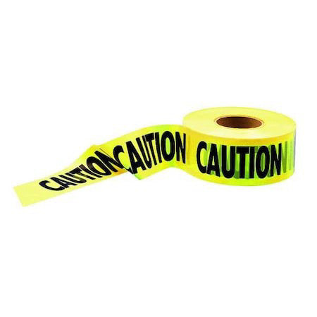 Zoro Select 4A416 Barricade Tape, Caution, Yellow, 3 In Wide X 1000 Ft Long,
