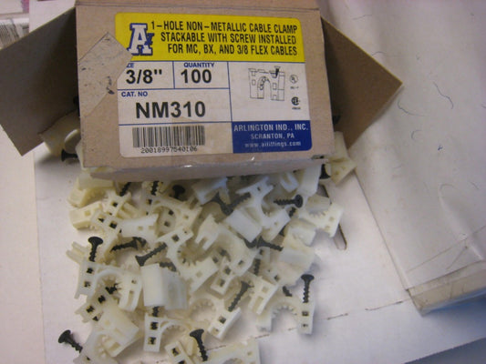 100-Pack Arlington NM310 1-Hole Non-Metallic Cable Stackable Clamp Size 3/8 in