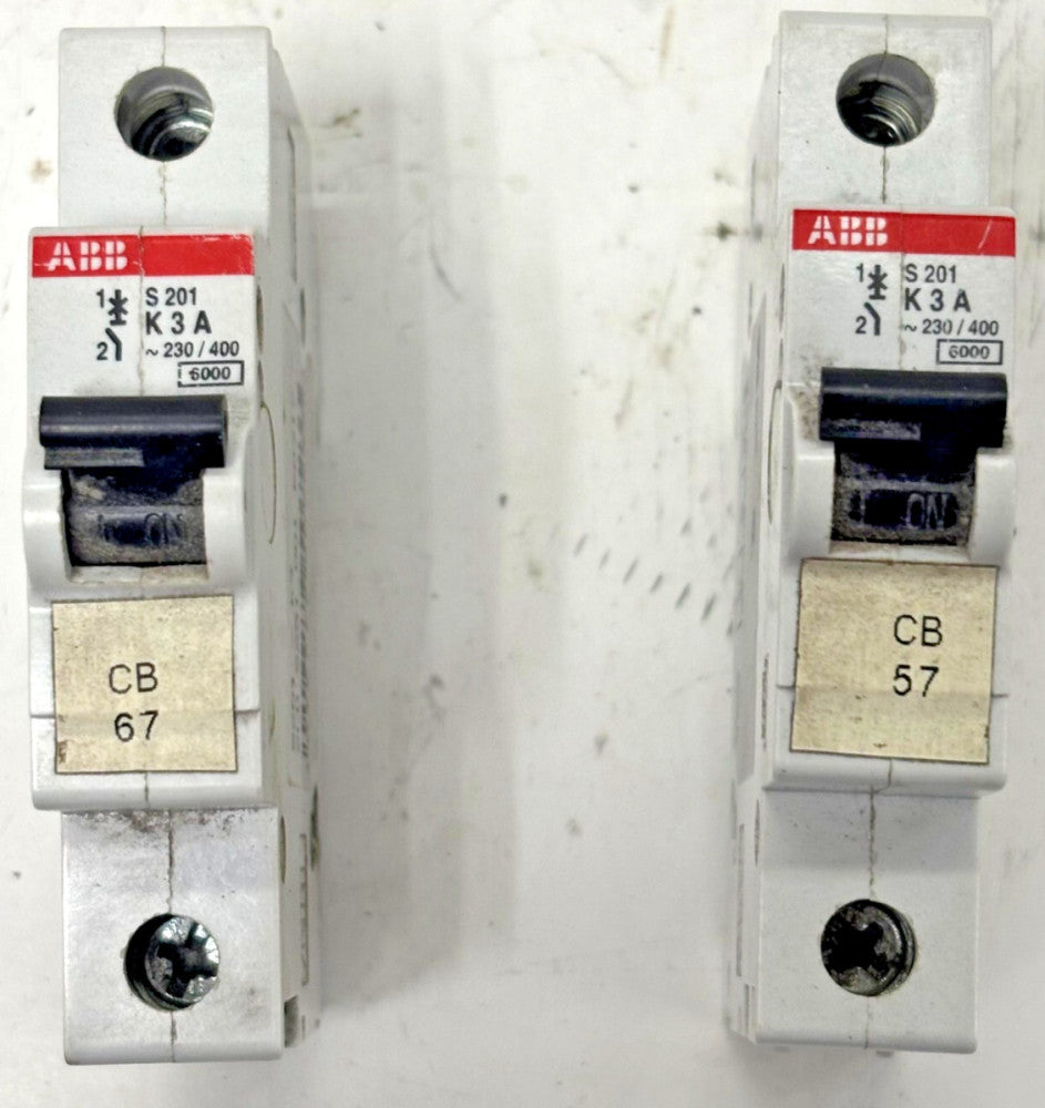ABB CIRCUIT BREAKER S201-K3A LOT OF 2 PHASE 1 277V POLE-1