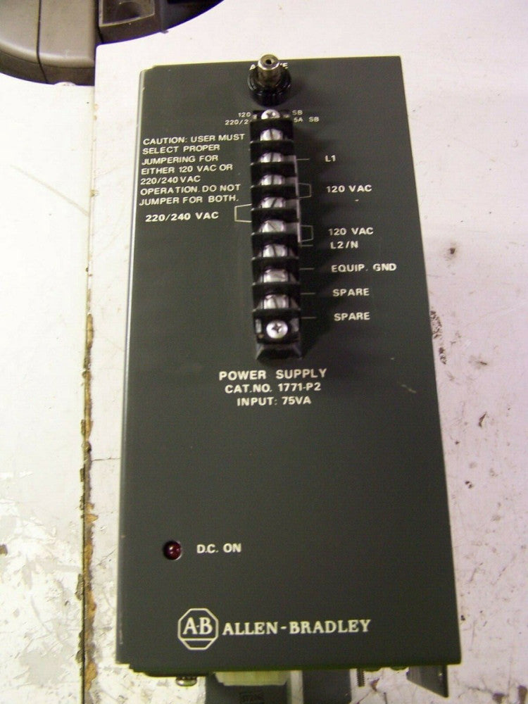 ALLEN BRADLEY 1771 POWER SUPPLY 120/240 VOLT 1A/0.5A 1771-P2 SERIES A