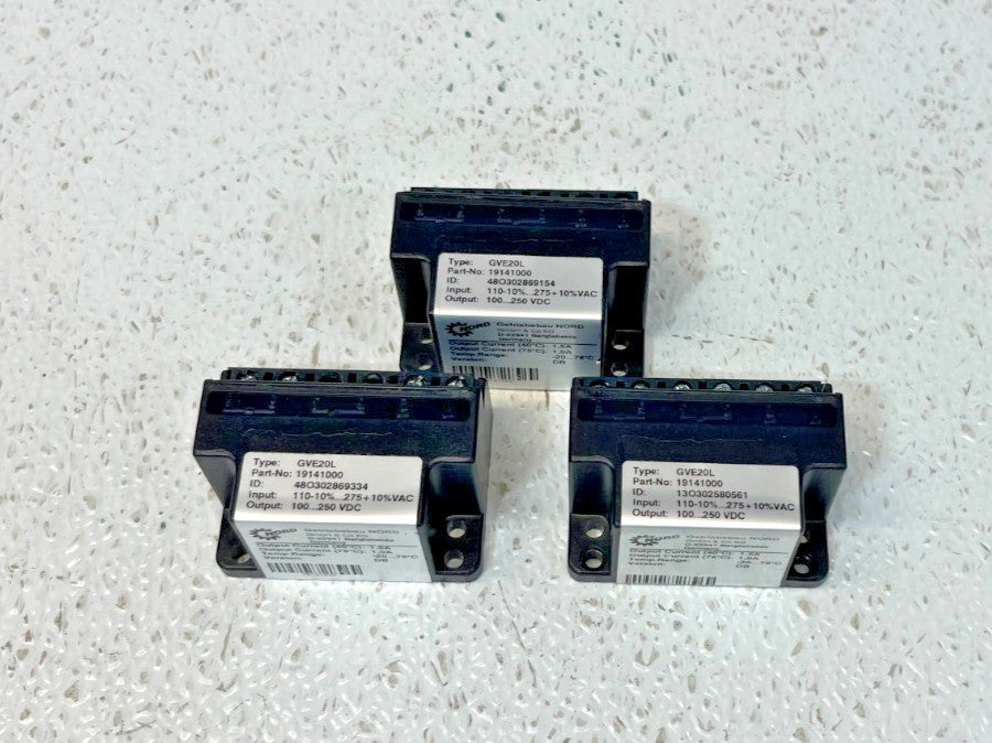 Lot of 3 Nord GVE20L Motor Brake Rectifiers 19141000