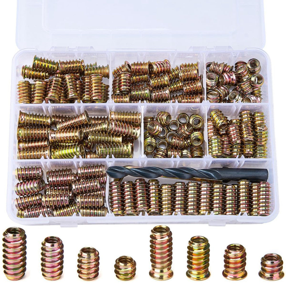 200 Pcs 1/4 "- 20 Wood Bolt Inserts Metal Nut Inserts - Hex Socket Drive Metr...