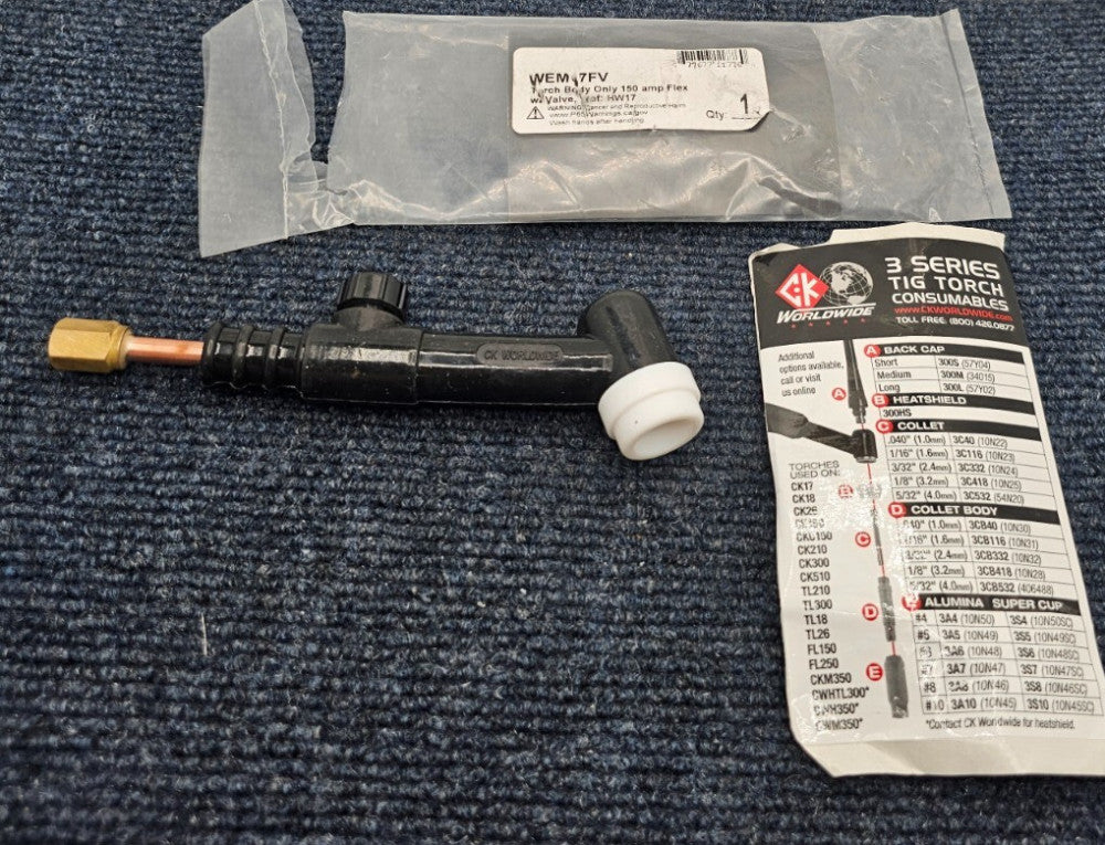 CK World Wide WEM17FV Torch Body Only 150 Amp Flex W/ Valve