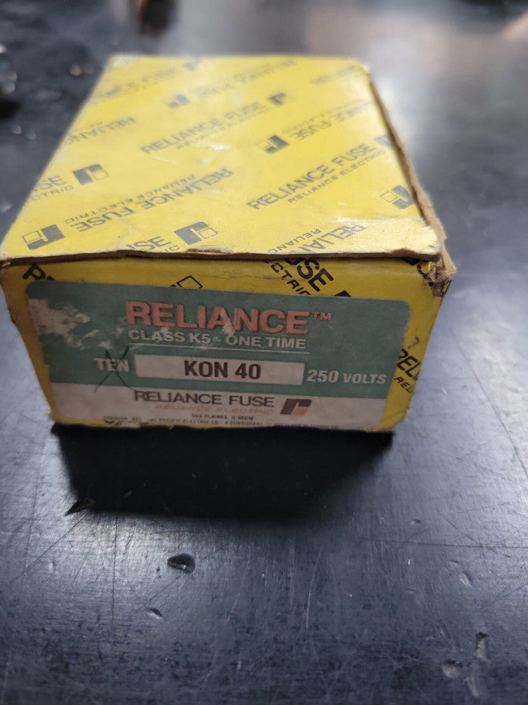 1- RELIANCE KON 40 FUSE, 40 Amp, Class K5, Non-indicating 250V, 10 kAIC