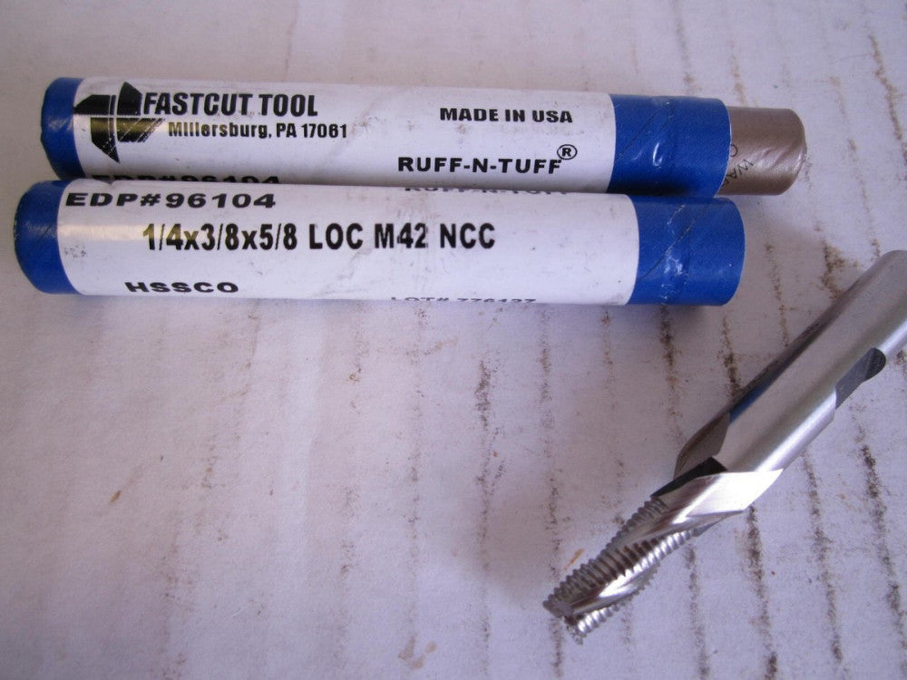 Fastcut Tool (96104) 1/4 x 3/8 x 5/8" HSSCO Roughing 3-Flute Endmill New