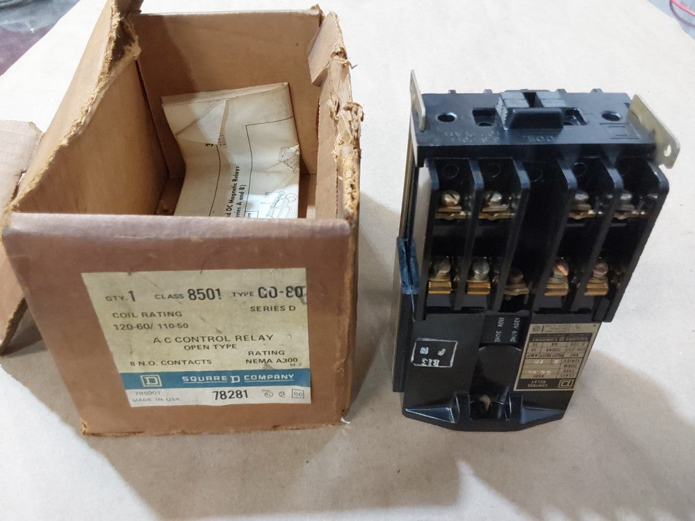 SQUARE D 78281 / 8501 GO-80 SERIES D NEMA 1 AC CONTROL RELAY 120V COIL 