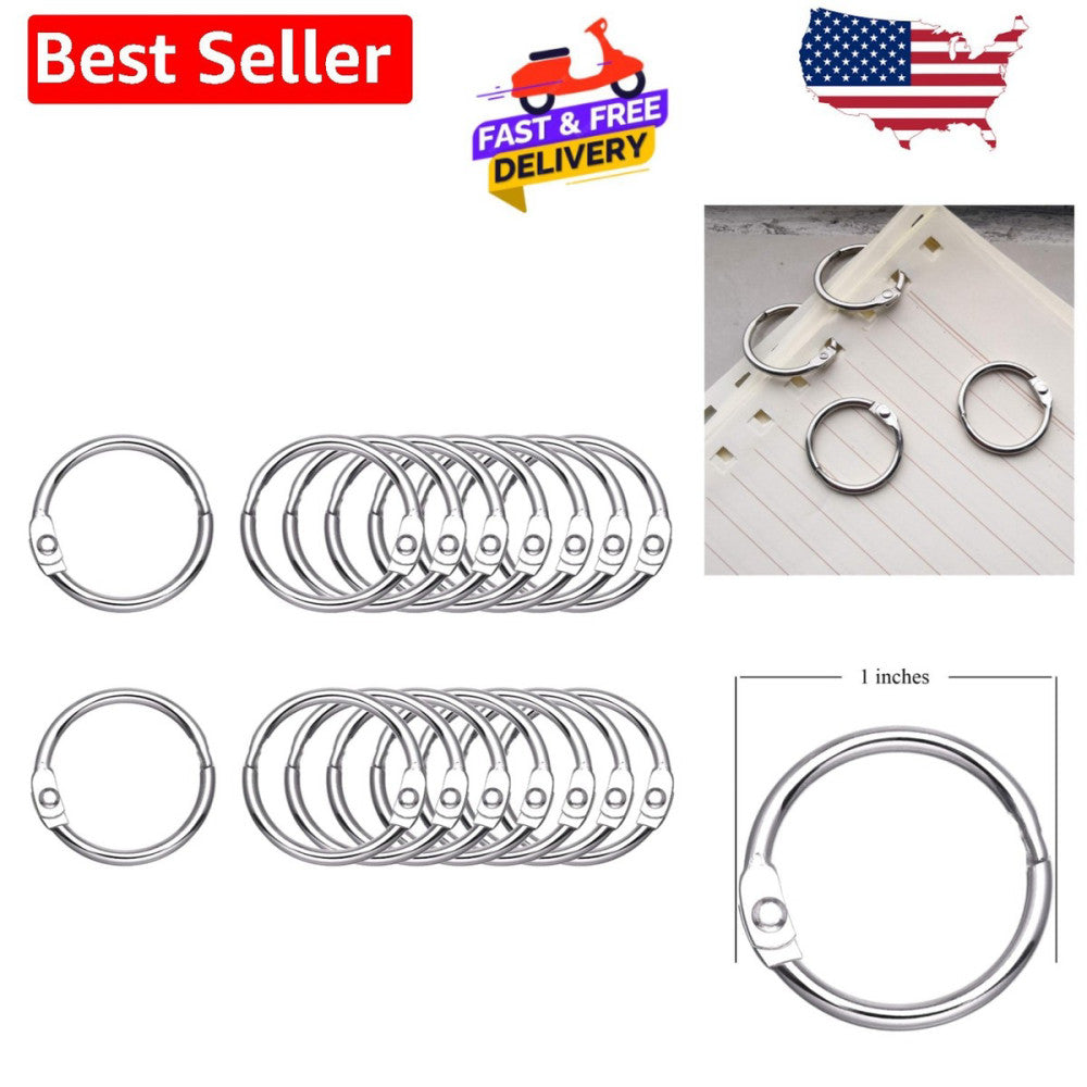 Smooth Opening 100Pcs 1-Inch Nickel-Plated Rings - Enhance Paper Organization