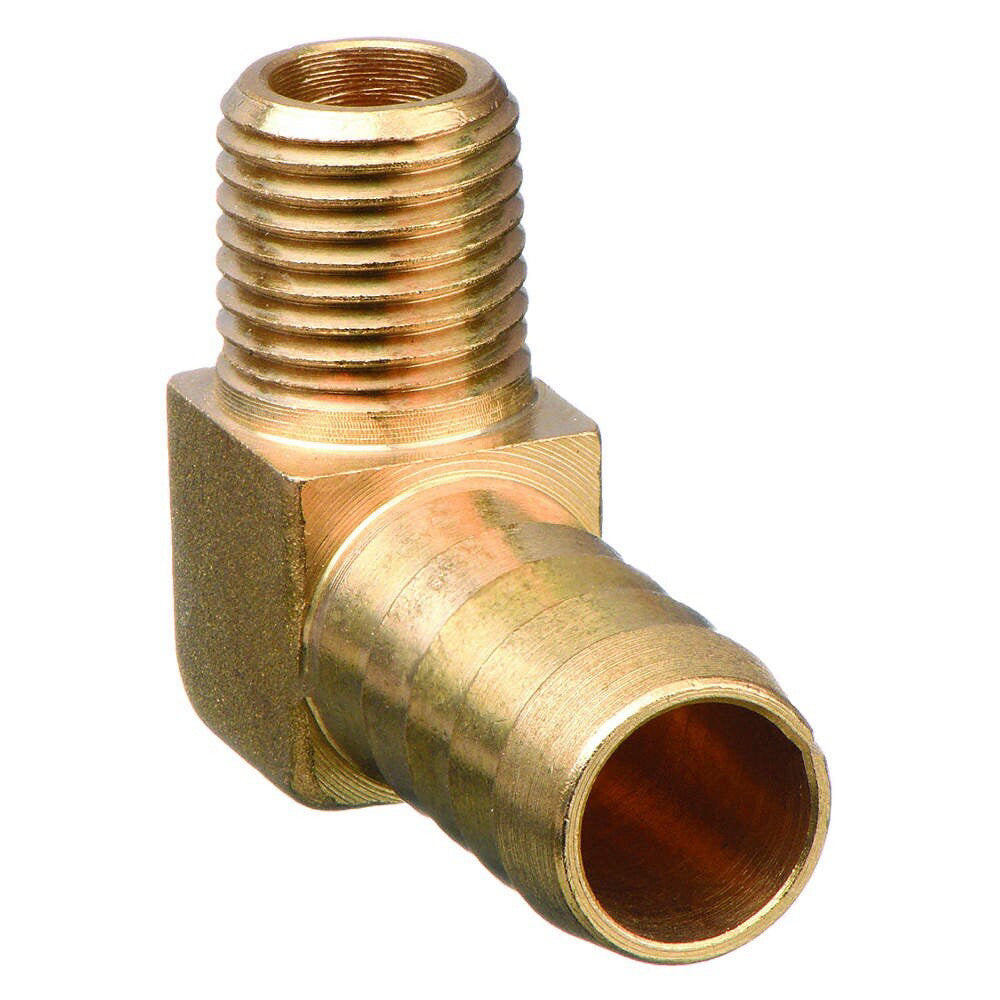 PARKER 129HB-6-4 Brass Hose Barb with 90° Elbow Fitting Style, 1/4" 8 PACK