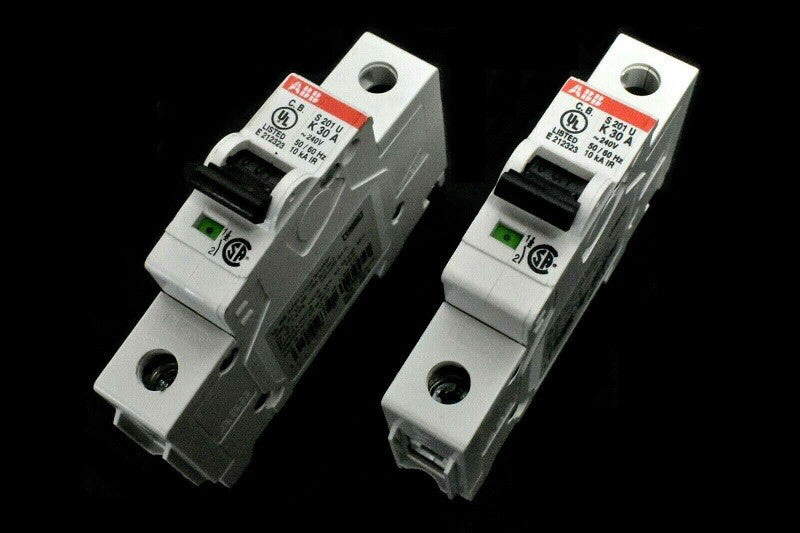 [Lot of 2] ABB S201U-K30 Mini Circuit Breaker DIN Rail Mount 30A, 1P, 240VAC
