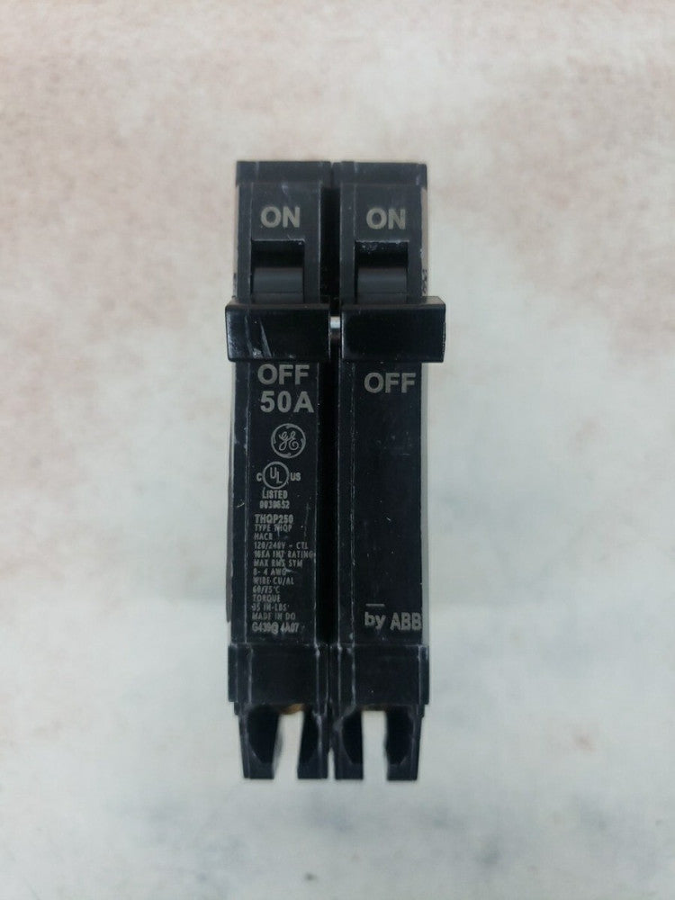 1) NEW General Electric THQP250 Circuit Breaker, 2-Pole 50-Amp Thin Series