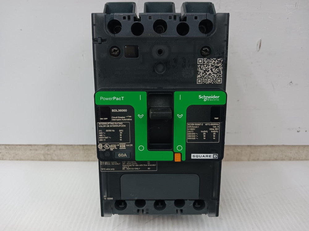 Square D PowerPact 60 Amp Circuit Breaker 3 Pole 600Y/347 VAC 18kA BDL36060