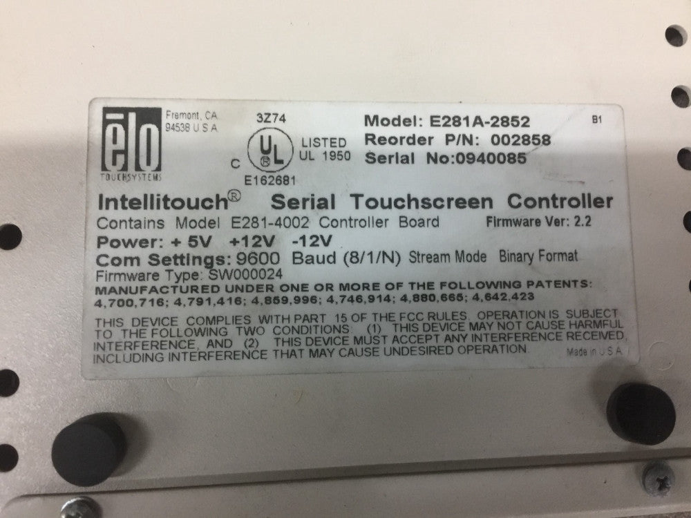 NEW NO BOX INTELLITOUCH SERIAL TOUCHSCREEN CONTROLLER E281A-2852