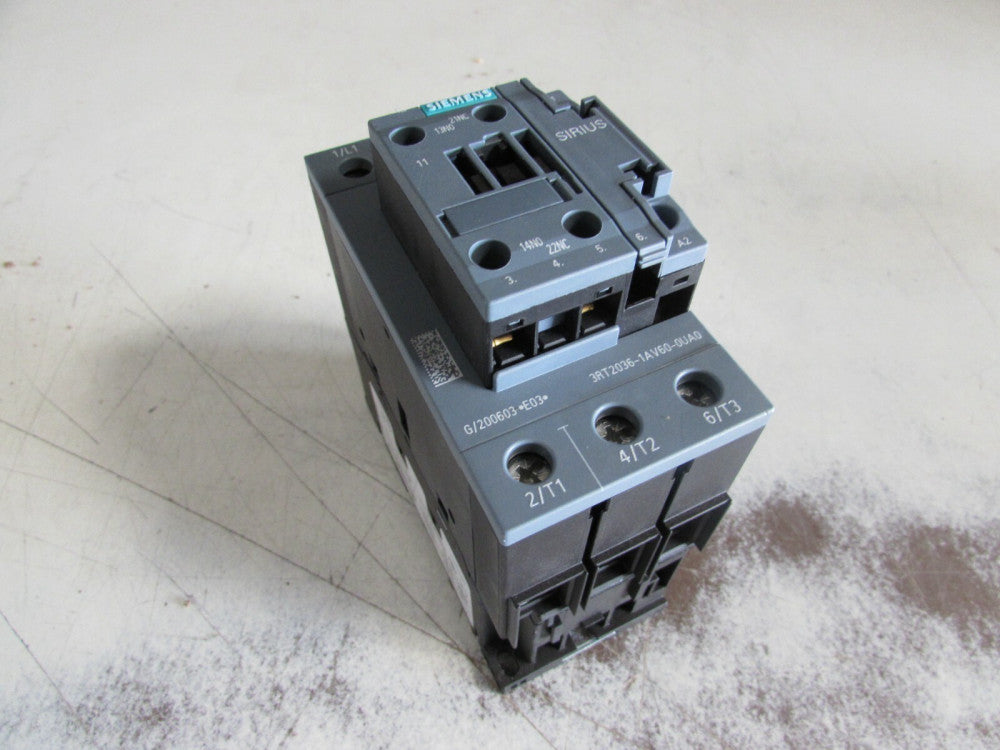 SIEMENS SIRIUS 3RT2036-1AV60-0UA0 480V 60HZ 45AMP NEMA SIZE-2 NICE USED TAKEOUT