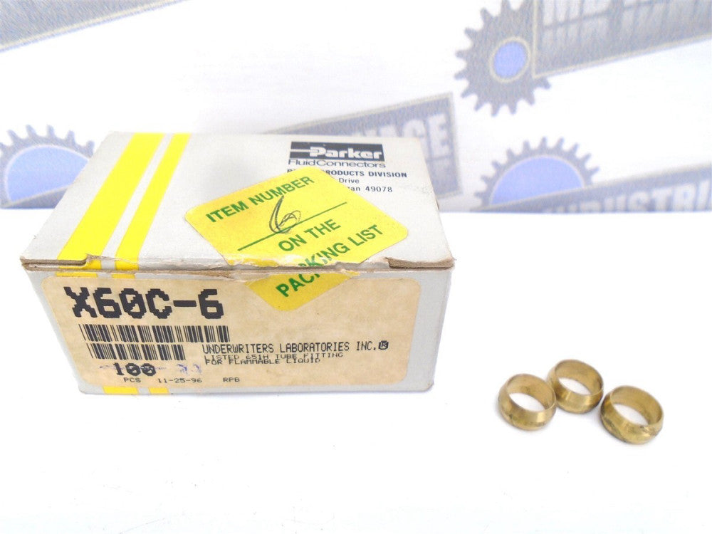 Parker - X60C-6 - (99pcs) Brass COMPRESSION Fittings - 651H Tube Fitting - (NEW)